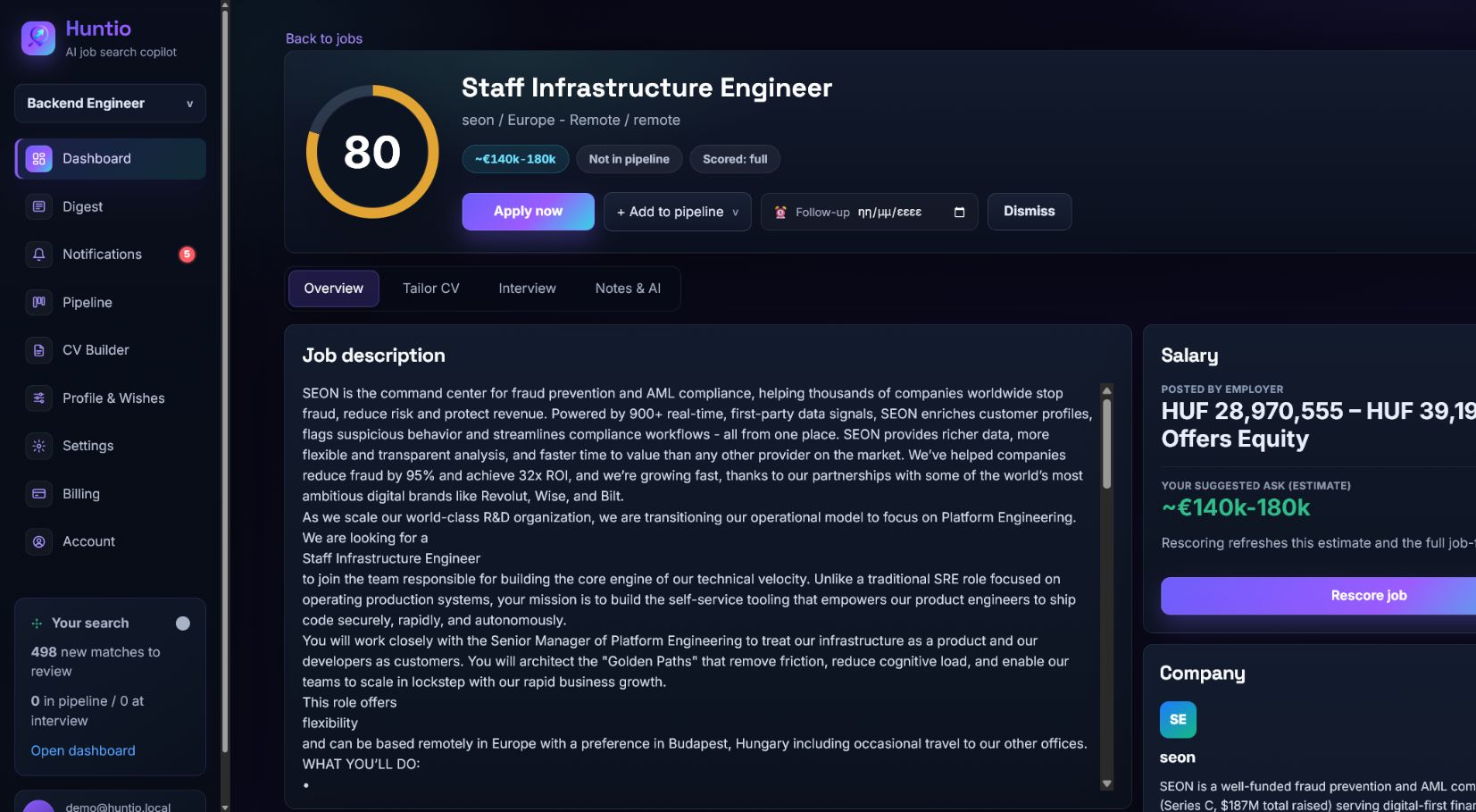 Huntio screenshot